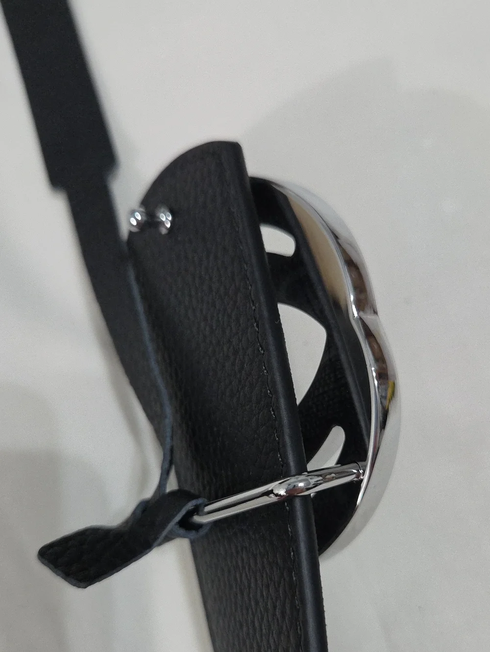 Gucci Black Leather Monogram Belt Silver Double GG Buckle